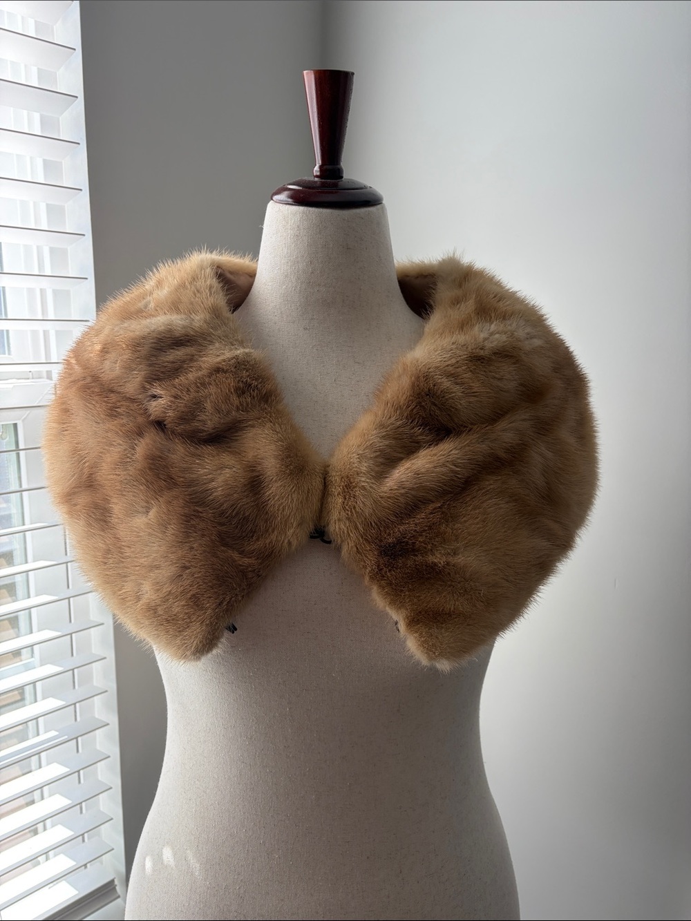Genuine Mink Fur Stole | caramel brown color